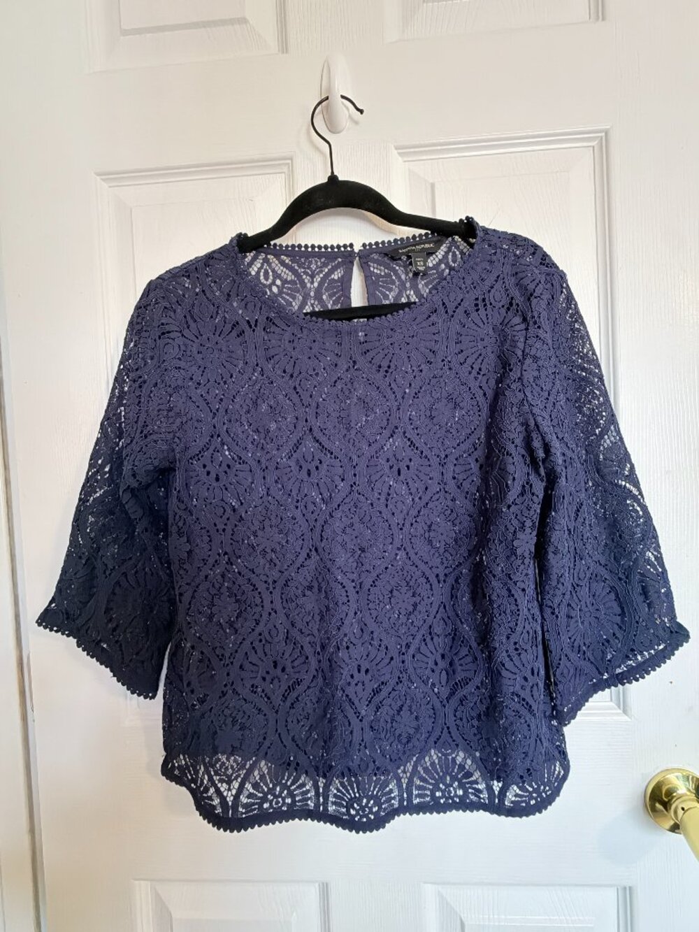 Banana Republic Petite Navy Blue Lace Blouse XS